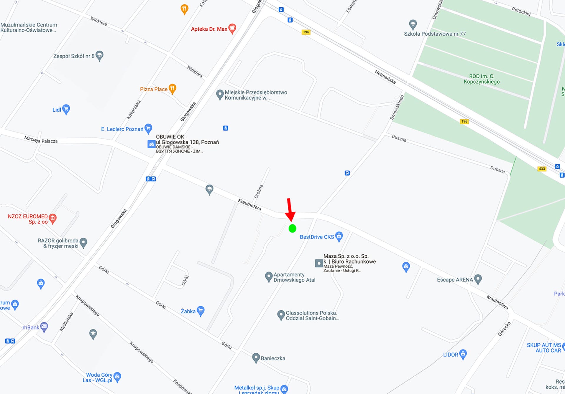 Dojazd do Gabinetu Okulistycznego Oculus w Poznaniu